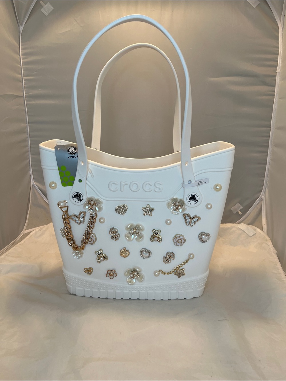 Crocs Medium Tote with Beverage Holder and charms
